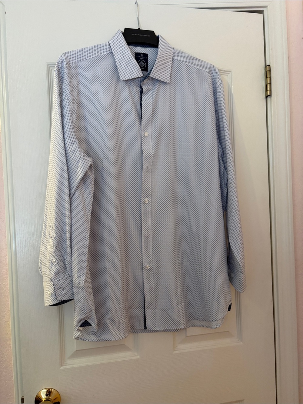 Men's Light Blue Patterned Dress Shirt by Men's Wearhouse with Tags